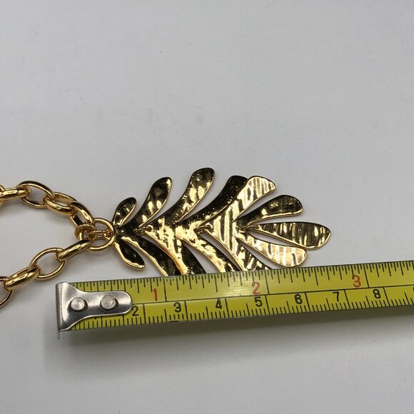 Kate Spade Necklace New Leaf Collection Hammered Gold Tone Statement Chain EUC - Picture 10 of 10